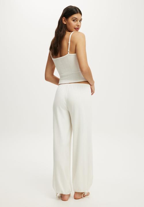 Cotton On - Dreamy soft pointelle wide leg pant - coconut milk