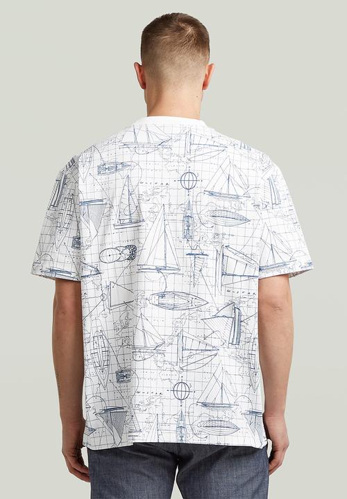 G-STAR - Aop Relaxed R T - Milk Boat Blueprint