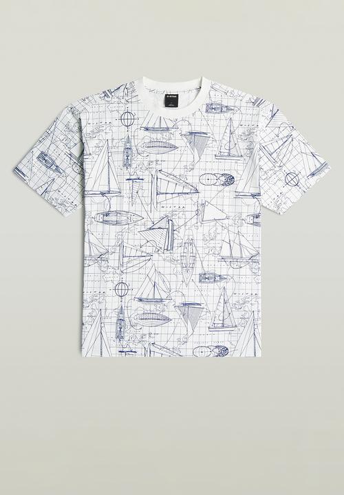 G-STAR - Aop Relaxed R T - Milk Boat Blueprint