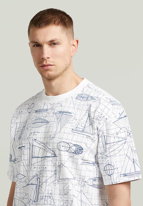 G-STAR - Aop Relaxed R T - Milk Boat Blueprint