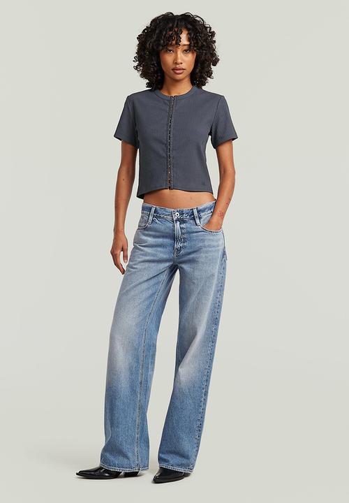 G-STAR - Hook & eye slim rib r t wmn - petrol