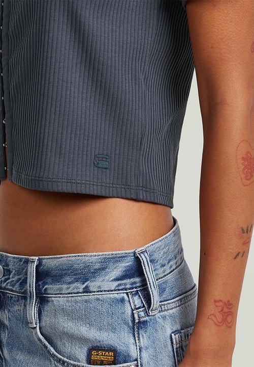 G-STAR - Hook & eye slim rib r t wmn - petrol