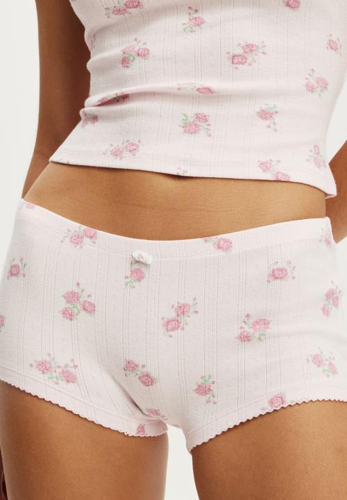 Cotton On - Dreamy soft pointelle micro short - penelope floral pink kiss