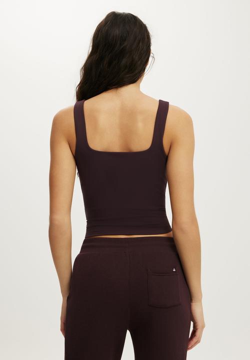 Cotton On - Ultra Soft Square Neck Tank - Italian Plum