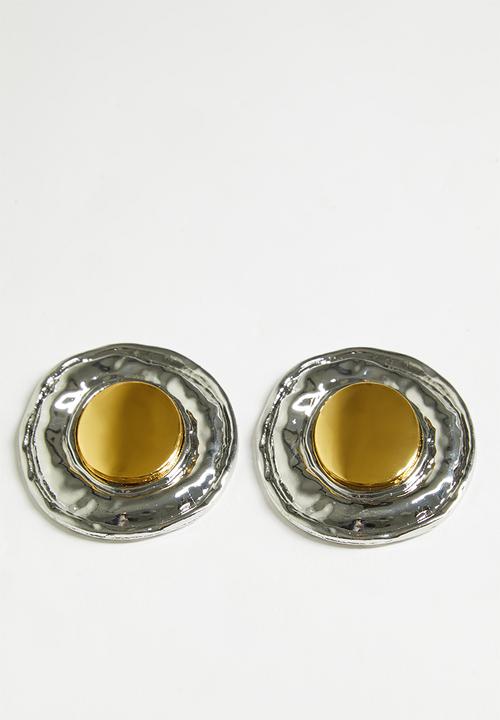 Tessa Design - Lucienne Two Tone Sphere Earrings-Silver/Gold