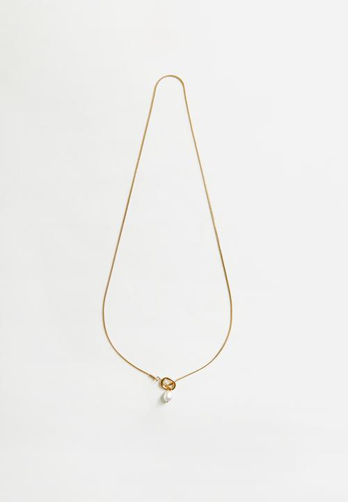 Tessa Design - Reverie Pearl Lariat Necklace-Gold