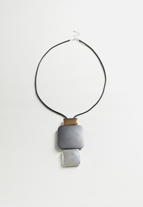 Tessa Design - Rhea Two Tone Sculptural Pendant Necklace-Gold/Silver