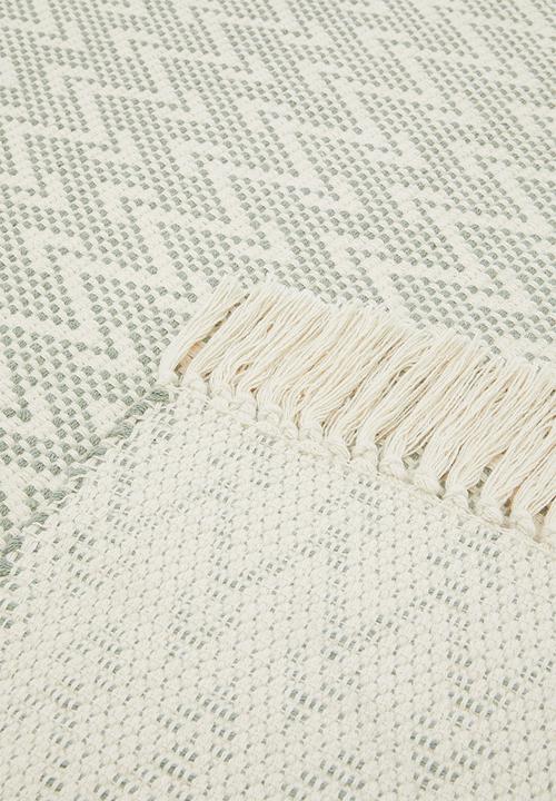 Sixth Floor - Santi Cotton Woven Geo Rug - Sage