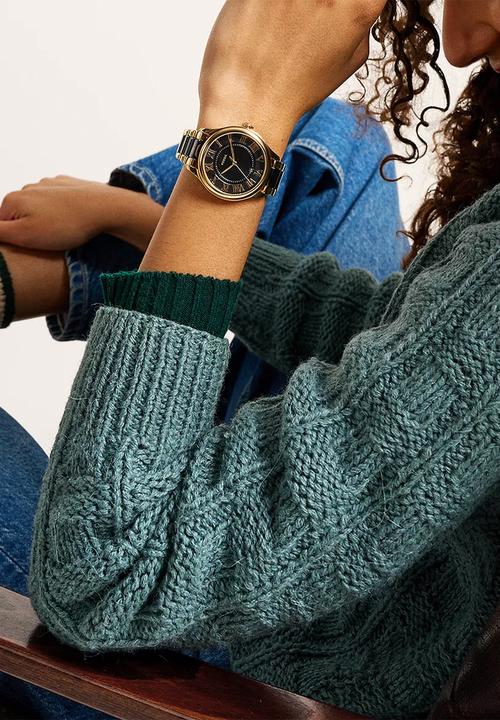 Fossil - Gilmore Three-Hand Date Ceramic Watch CE1132 - Black/Gold