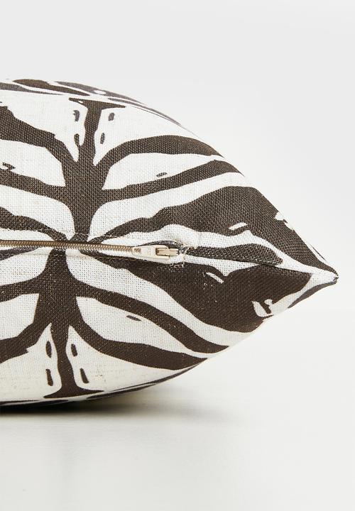 Sixth Floor - Graphic Floral Cushion Cover - Brown & Ecru