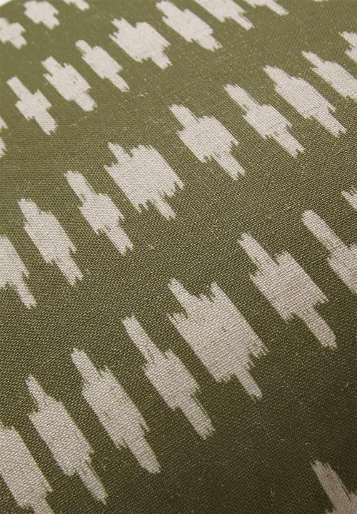 Sixth Floor - Tribe Print Cushion Cover - Green & Ecru