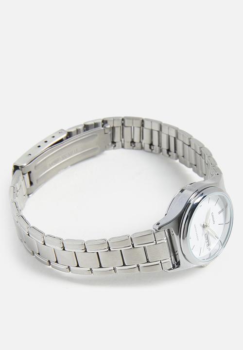 Casio - Analog Day Date Disp Wht Dial - Silver