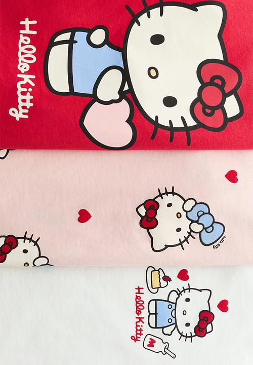 H&M - 3-pack printed jersey tops - light pink/hello kitty