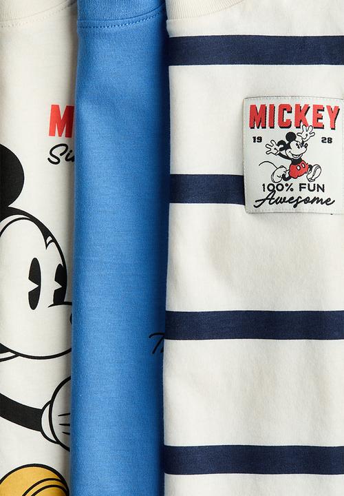 H&M - 3-pack printed t-shirts - cream/mickey mouse