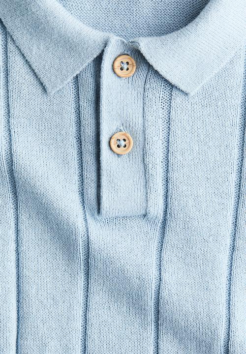 H&M - Knitted polo shirt - light blue