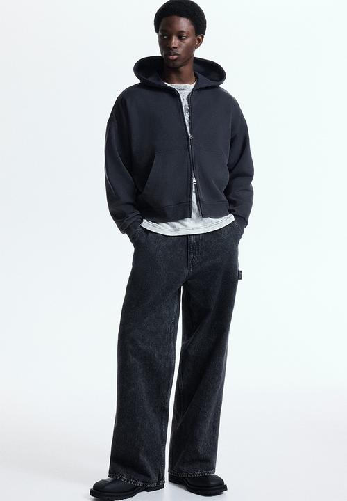 H&M - Oversized fit zip-through hoodie - dark grey