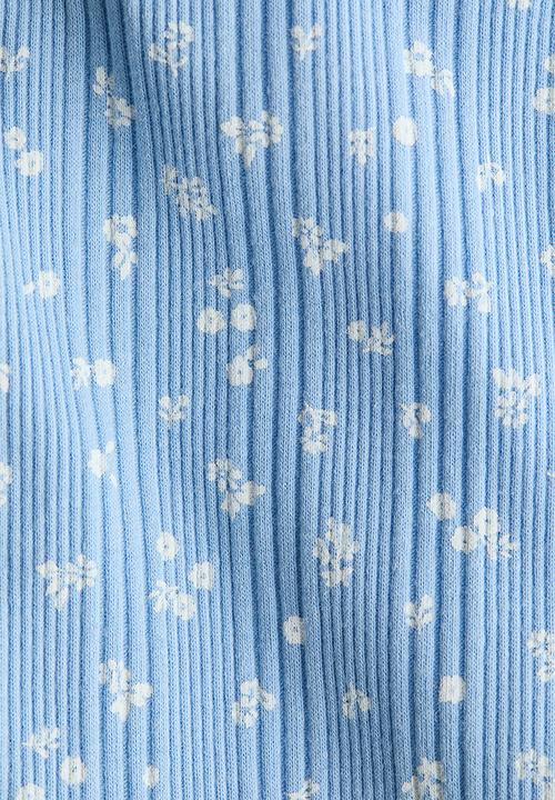 H&M - Ribbed cotton leggings - blue/floral