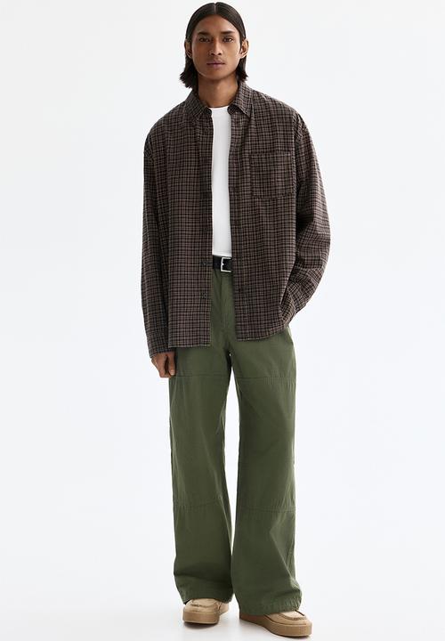 H&M - Relaxed fit cotton shirt - brown/checked