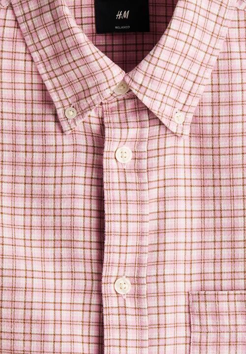H&M - Relaxed fit cotton shirt - pink/checked