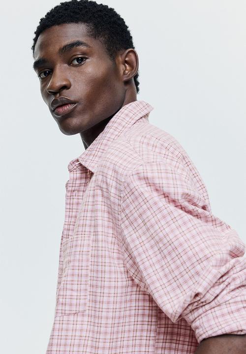H&M - Relaxed fit cotton shirt - pink/checked