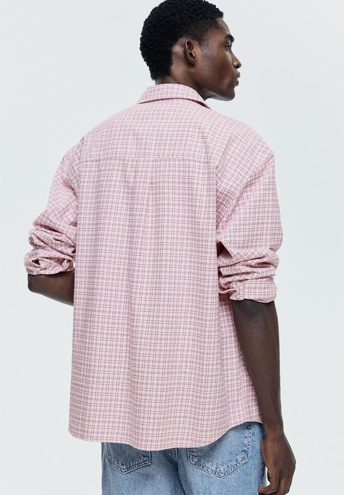 H&M - Relaxed fit cotton shirt - pink/checked