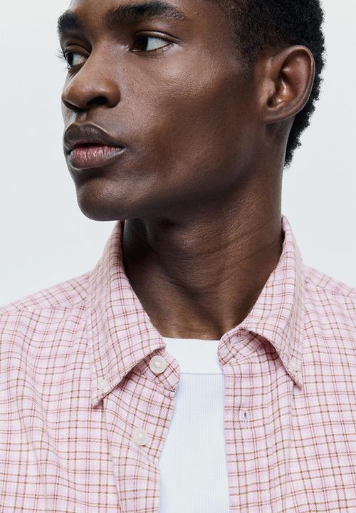 H&M - Relaxed fit cotton shirt - pink/checked