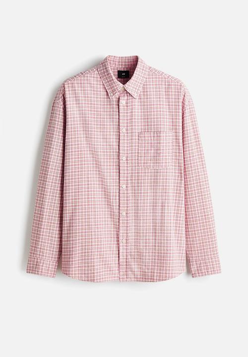 H&M - Relaxed fit cotton shirt - pink/checked