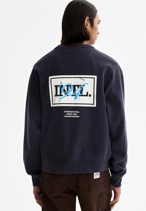 H&M - Loose fit printed sweatshirt - dark blue/intl. 94