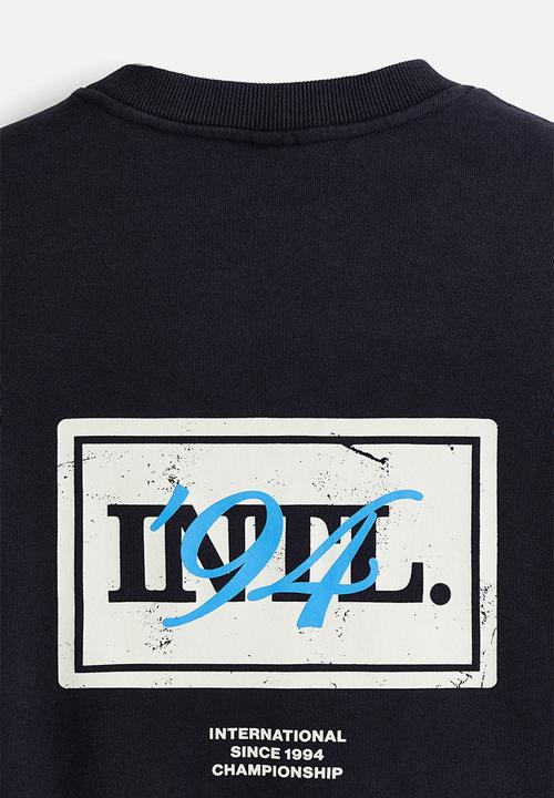 H&M - Loose fit printed sweatshirt - dark blue/intl. 94