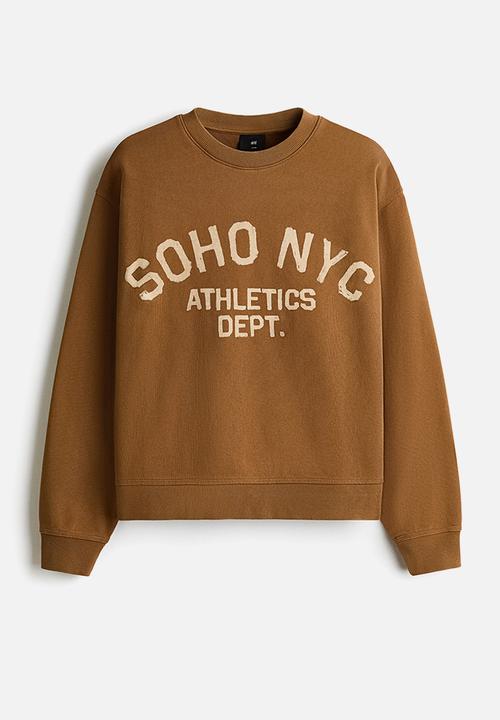 H&M - Loose fit printed sweatshirt - dark beige/soho nyc