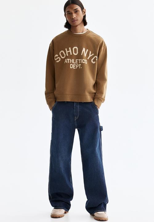 H&M - Loose fit printed sweatshirt - dark beige/soho nyc