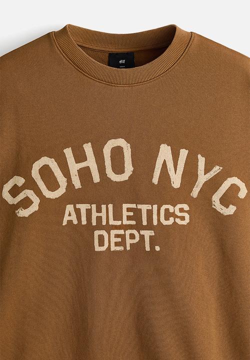 H&M - Loose fit printed sweatshirt - dark beige/soho nyc