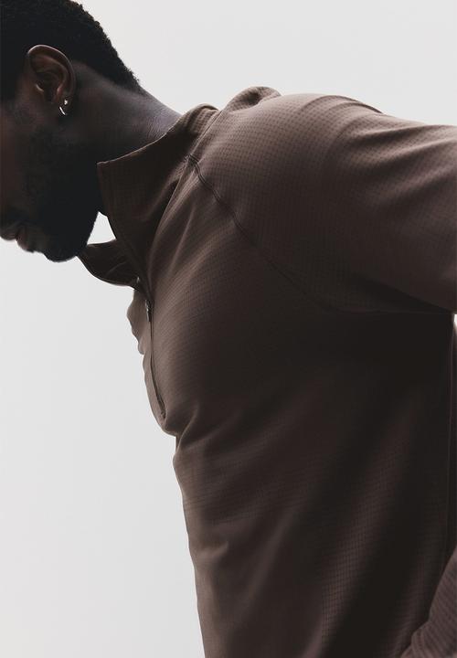 H&M - Muscle fit zip top sports top with drymove™ - brown
