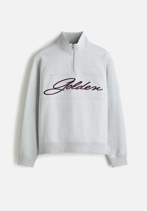 H&M - Relaxed fit zip-top sweatshirt - grey marl/golden