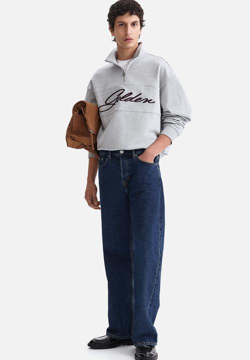 H&M - Relaxed fit zip-top sweatshirt - grey marl/golden