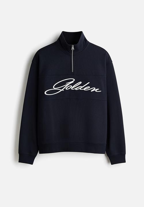H&M - Relaxed fit zip-top sweatshirt - black/golden