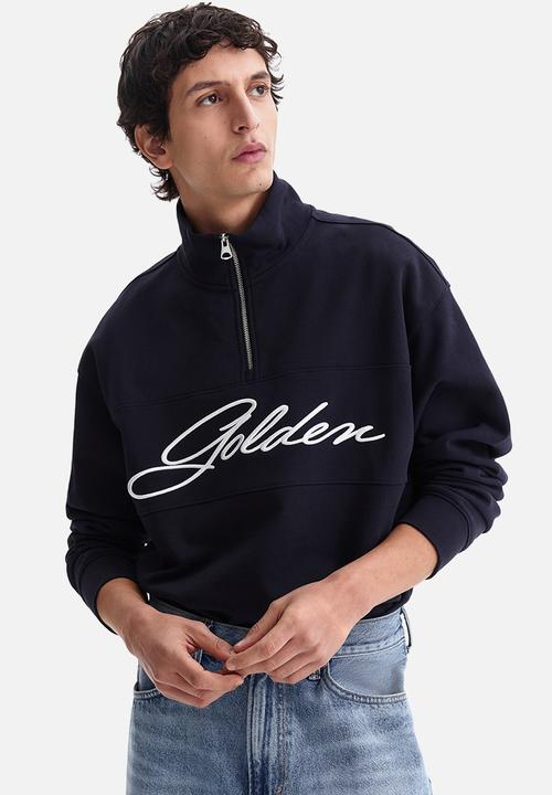 H&M - Relaxed fit zip-top sweatshirt - black/golden