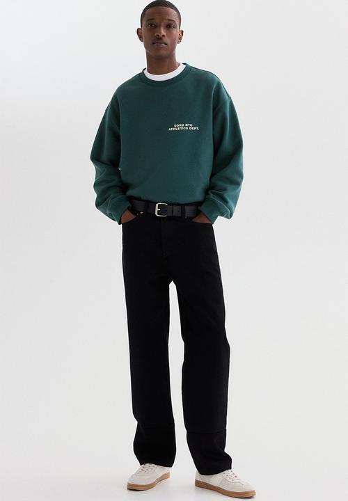 H&M - Loose fit sweatshirt - dark green/soho nyc