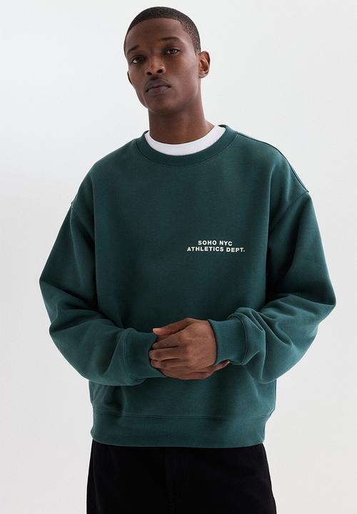 H&M - Loose fit sweatshirt - dark green/soho nyc