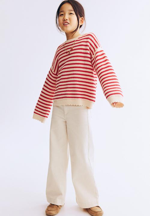 H&M - Textured-knit jumper - red/striped