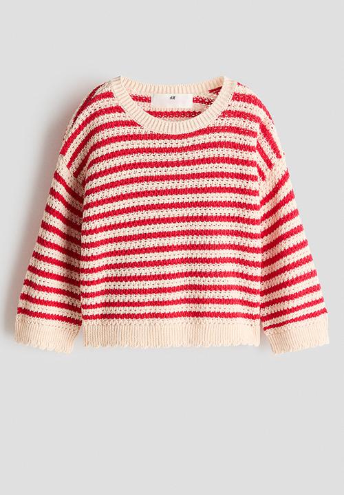 H&M - Textured-knit jumper - red/striped