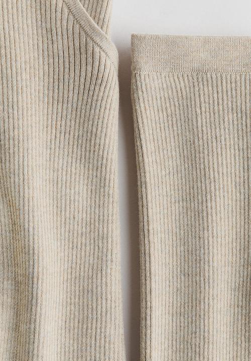 H&M - 2-Piece top and leggings set - beige marl