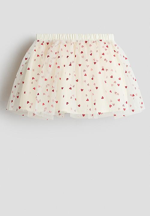 H&M - Glittery tulle skirt - white/hearts