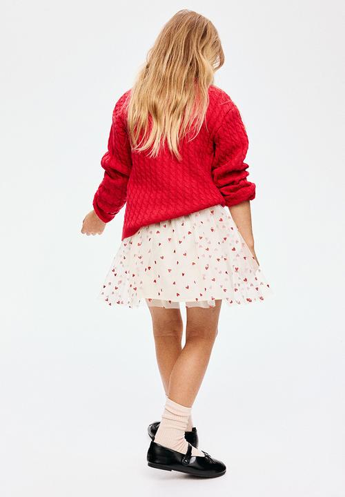 H&M - Glittery tulle skirt - white/hearts