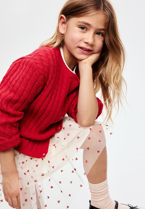 H&M - Glittery tulle skirt - white/hearts