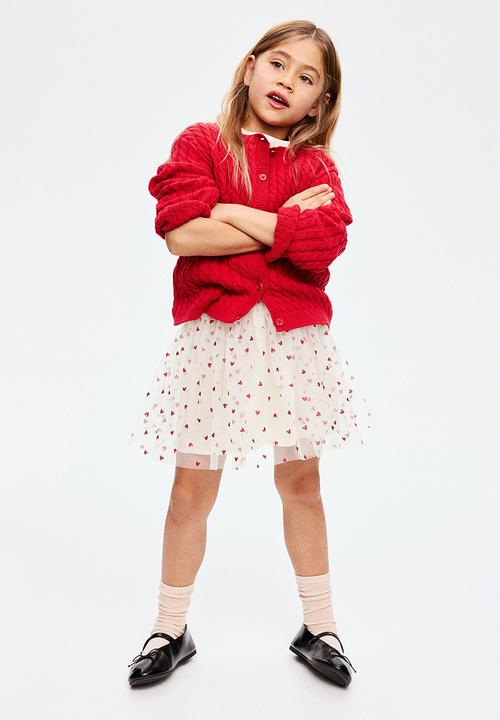 Glittery tulle skirt - white/hearts