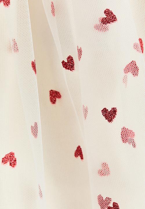H&M - Glittery tulle skirt - white/hearts