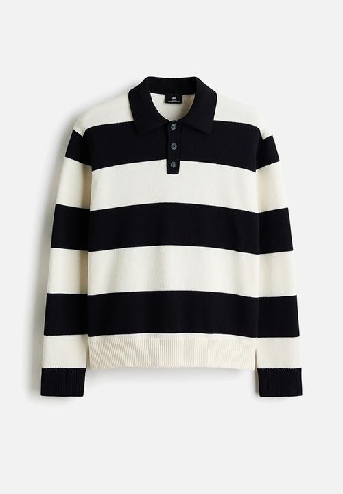 H&M - Relaxed fit polo shirt - dark blue/striped