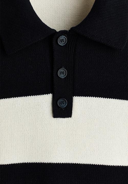 H&M - Relaxed fit polo shirt - dark blue/striped
