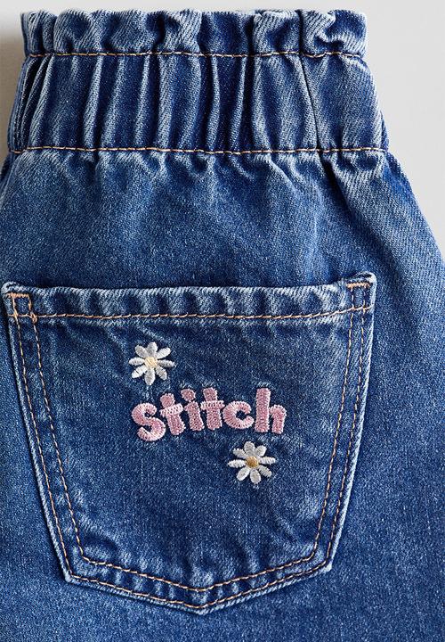 H&M - Motif-detail denim shorts - denim blue/lilo & stitch